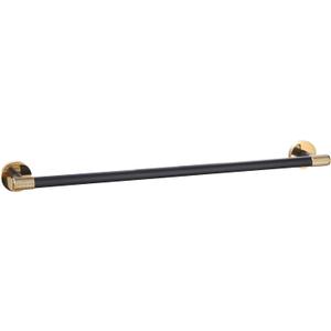 SENMY Luxury Shiny Gold Knurled Matte Black PVD Finish, Solid Brass Construction, Towel Bar 24 Inch, Rustproof, Heavy Duty, Towel Holder Rack Corrosion-Proof Wall Mount Bathroom Accessories