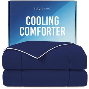 Cooling Comforter Twin/Twin XL Size - Cooling Blanket for Hot Sleepers & Night Sweats - Summer Comforter for Twin/Twin XL Size Beds - Soft, Comfy, Breathable Cold Blanket for Sleeping - 60x90 (Navy)