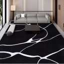 YIHOUSE Modern Washable Area Rug for Living Room Bedroom - Large Abstract Black and White Rug Non-Slip Ultra-Thin Home Decor (Dark Warping, 8'x10'ft)