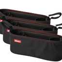 Diono Buggy Buddy Universal Stroller Organizer with Cup Holders, Secure Attachment, Zippered Pockets, Safe & Secure, Black (Pack of 3)