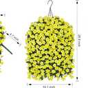HyeFlora Artificial Fake Hanging Outdoor Flowers Plants Basket, Faux Silk Yellow Daisy Flowers UV Resistant Realistic Hanging Planter Orchid Vines for Outside Porch Patio Home Garden Yard Decoration