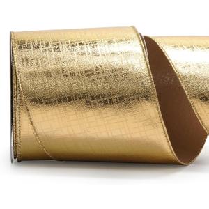 ALTIER 4 Inch x 10 Yards Gold Metallic Foil Wired Ribbon for Christmas Home Decoration Gift Wrapping Bow Making Wreath DIY Crafts