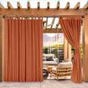 BONZER Waterproof Outdoor Curtains for Patio Porch Pergola Cabana, Weatherproof Wide Tab Top Outdoor Curtains for Gazebo, Deck, 1 Panel, 100x84 Inch, Orange