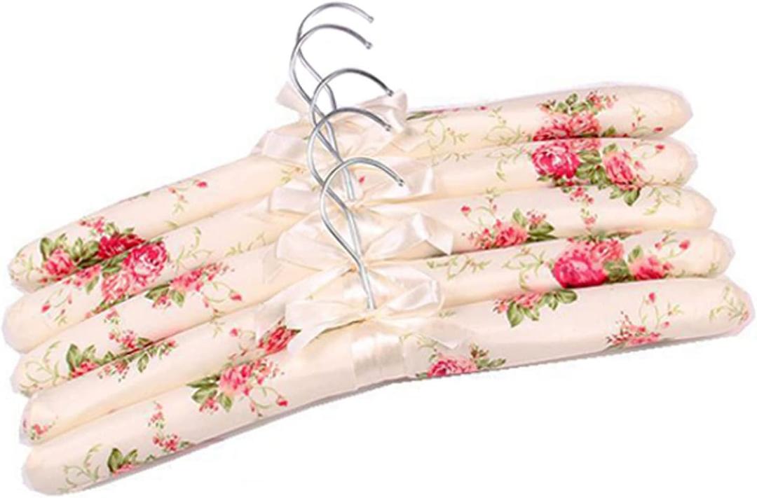 Padded Hangers for Clothes Satin Hanger Clothes Hanger Padded Hangers for Women Sweaters (Floral-5pcs)