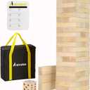 Aivalas X-Large Size Tumble Tower, Wooden Block Game with Scoreboard&Carrying Bag, Indoor Outdoor Backyard Game Stacking from 2.3FT to Over 5FT- 56 Pieces