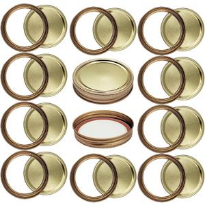 12Pack Canning Lids and Rings, Wide Mouth Mason Jar Canning Lids, Leak Free for Wide Mouth Mason Jars (Gold)