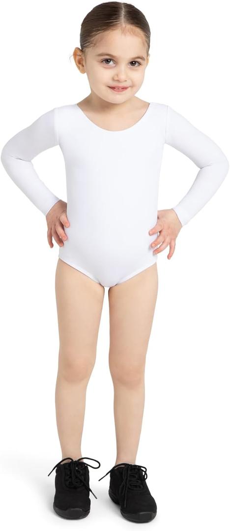 Capezio Girls' Team Basics Long Sleeve Leotard (12-14, White)