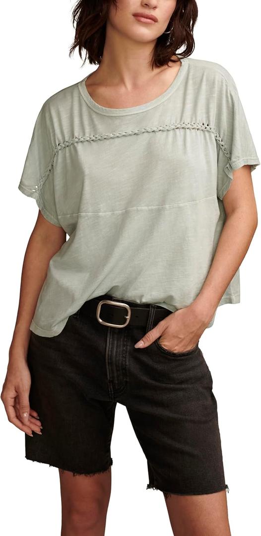 Lucky Brand Womens Lucky Brand Women's Braided Dolman Tee S