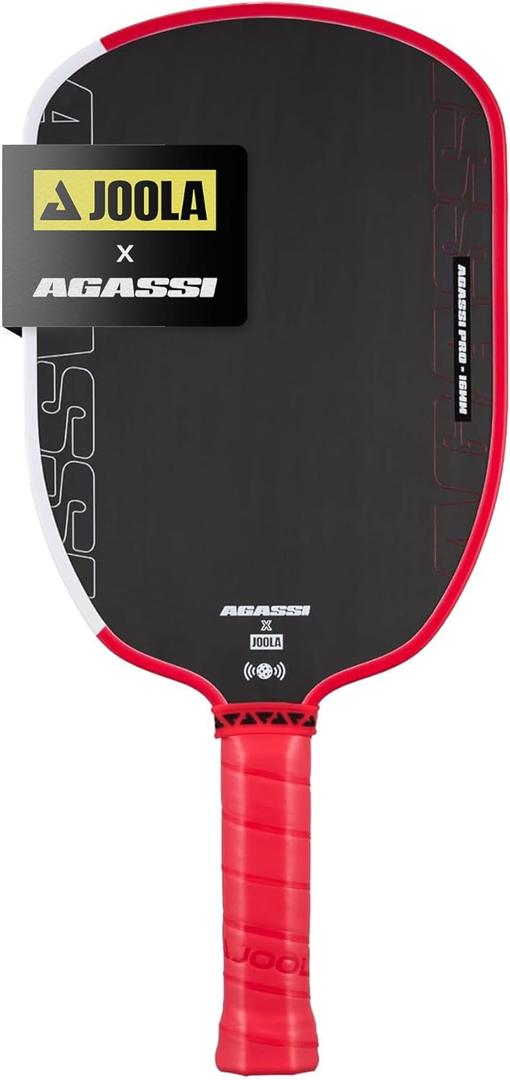 JOOLA Agassi PRO IV 16mm Pickleball Paddle w/Extended Sweet Spot - Carbon Fiber Surface Increases Spin & Control - SK Film for Power & Larger Sweet spot - UPA-A Certified - USAP Approved - NFC Chip