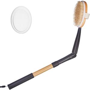 EASACE Long Handle Bath Body Brush & Lotion Applicator for Back Scrubber, Shower Brush with Soft Bristles for Wet or Dry