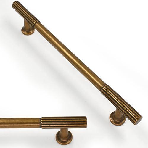 Asimerdeco 10 Pack Antique Brass Cabinet Pulls 6.3 Inch(160mm) Kitchen Cabinet Handles Solid Zinc Alloy Cabinet Hardware Drawer Pulls