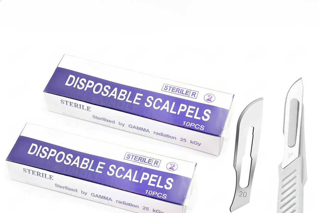 Lot of 20 Pcs Sterile Disposable Scalpels #20 Student Use Single Use - Dental,Dermaplaning, Dental, Dissecting