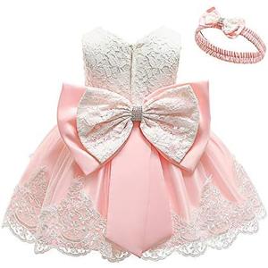 KISSOURBABY Toddler Baby Girls Embroideries Baptism Dresses Christening Special Occasions Gown for Baby Girl with Headwear, 24M