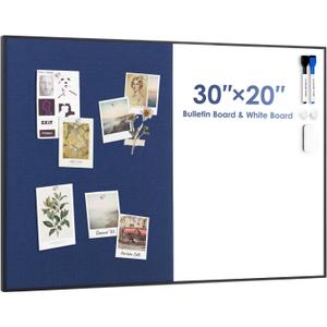 ARCOBIS Cork Board White Board Combo for Wall
30"X20" Linen Bulletin Board Whiteboard, Magnetic Dry Erase Corkboard for Home, Office, School, Blue