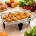 Air Fryer Rack Set of 3, Stackable Stainless Steel Air Fryer Basket Accessories, Deep Dehydrator Racks Frying Baskets for Baking Roasting, Oven & Dishwasher Safe (Rectangle), 7.68inch