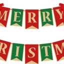 ZKC Merry Christmas Burlap Banner Home Garden-Xmas Bunting Decoration Indoor Outdoor Fireplace Wall Tree (Mix)