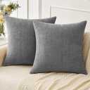 MIULEE Pack of 2 Couch Throw Pillow Covers 20x20 Inch Soft Dark Gray Chenille Pillow Covers for Sofa Living Room Solid Dyed Pillow Cases (20" x 20" (Pack of 2))