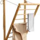 Clothes Drying Rack, Foldable Bamboo Wall Mounted Laundry Rack  Space-Saving, Drop-Down Design  23" Wide, 40.9" High  Sturdy & Elegant for Home, Laundry Room & Bathroom