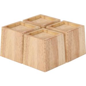 TQVAI Wood Bed Risers - Supports up to 2200 lbs - Heavy Duty Furniture Risers for Sofa Desk Couch Table, 4 Pack Bed Frame Legs Support with Non-Slip Rubber Pad, 3.5" H(Inner 3" H) - Original
