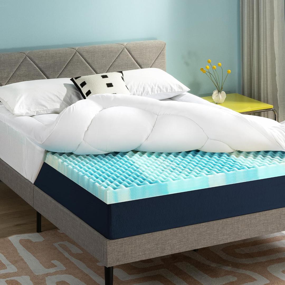 Best Price Mattress 4 Inch Pillowtop Mattress Topper and Pad Combo, 2 Inch Egg Crate Foam Mattress Topper, 2 Inch Plush Mattress Pad, Certified Safe Foam and Fabric, Dorm Essentials, Queen