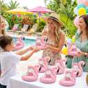 24 Set Flamingo Teacher Appreciation Gifts Bulk End of Year Thank You Gift Set for Women Flamingo Inflatable Drink Holders with Appreciation Tags, Ribbon, and Trim Summer Party Favors