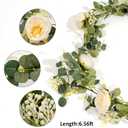 Eucalyptus Garland 6 FT Artificial Flower Garland Floral Vines 1 Pcs Eucalyptus Leaves Vines with Camellias Flowers for Wedding Party Decor