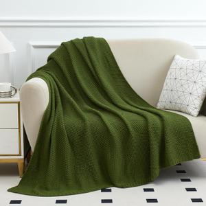 Aganear Knit Throw Blanket for Couch, Knit Throw for All Seasons, Soft Comfy Lightweight Cable Knitted for Living Room Bed Office Travel Boho Decor (60"x80", Olive Green)