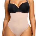 SHAPELLX Shapewear Tummy Control Seamless High Waisted Body Shaper Waist Slimming Thong Underwear Girdle Tummy Slimmer (01-skin-thong)