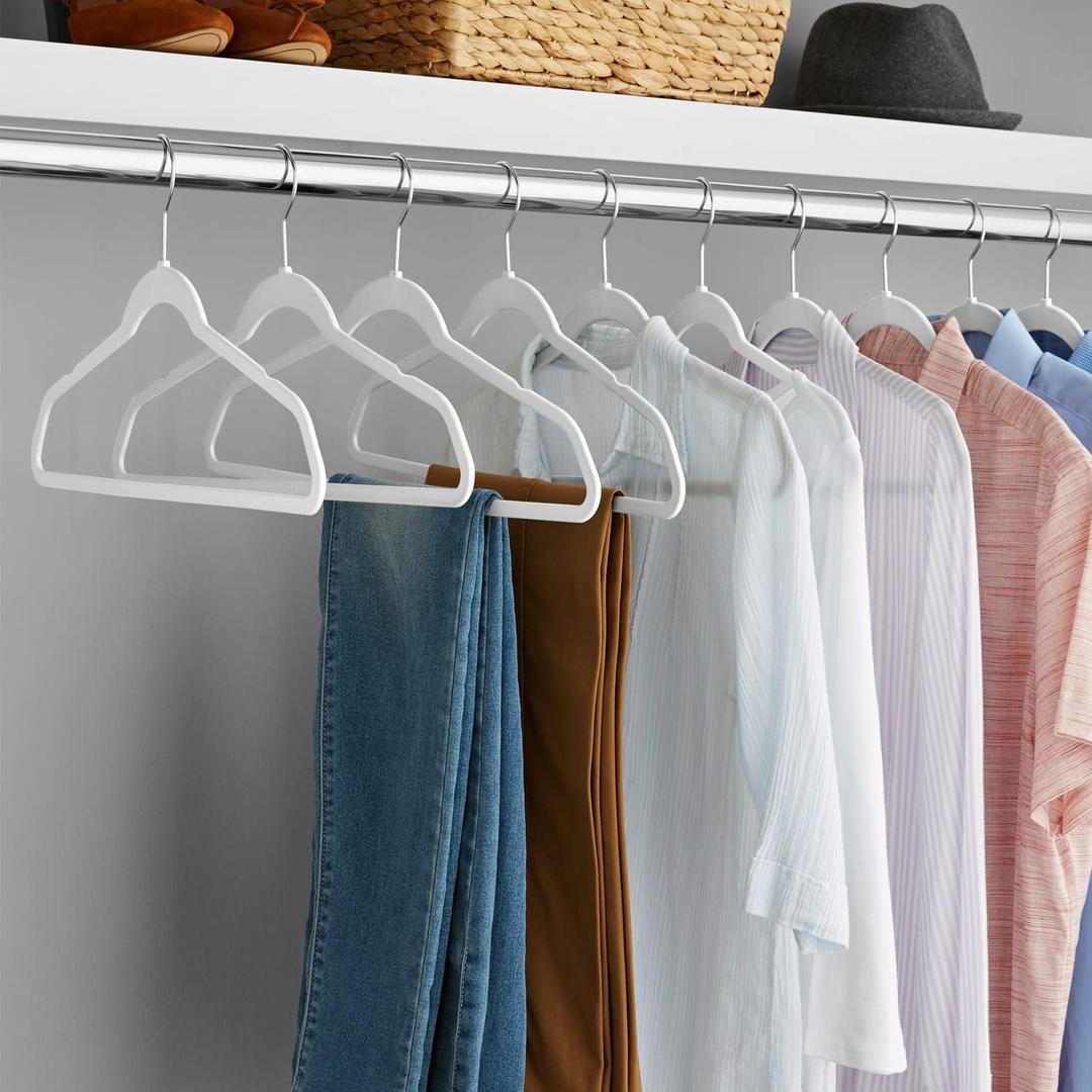 Velvet Clothes Hangers 35 Pack,Non-Slip Slim White Suit Hanger Space Saving Luxury Velvet Hangers for Wardrobe, Student Dorms, Home Organization