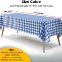 Exquisite Picnic Table Cover - 12 Pack Premium Rectangle Plastic Tablecloth - Blue & White Checkered BBQ Plastic Table Cover - Gingham Checkerboard Disposable Plastic Tablecloth 54" x 108" Rectangle