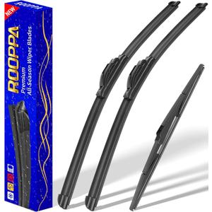 3 wipers Replacement for 2010-2013 Mazda 3, Windshield Wiper Blades Original Equipment Replacement - 24"/19"/14" (Set of 3) U/J HOOK