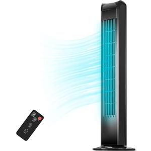 Uthfy Tower Fan for Bedroom, 120 Oscillating Standing Floor Bladeless Fans That Blow Cold Air with Remote, 3 Modes 3 Speeds, 7.5H Timer, for Indoor Living Room Office, 30 Inch, Black, 31 Inch