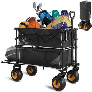 Beach Wagon with Big Wheels for Sand,400L Double Decker Wagon with Extender
