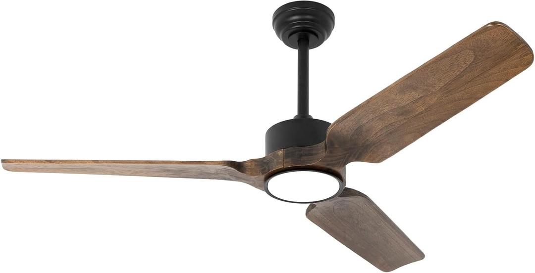 52" Ceiling Fan with Lights with Remote, Wood Ceiling Fans Noiseless Reversible DC Motor Reversible, Light Memory, 6 Wind Speeds, Amber Wood Blades