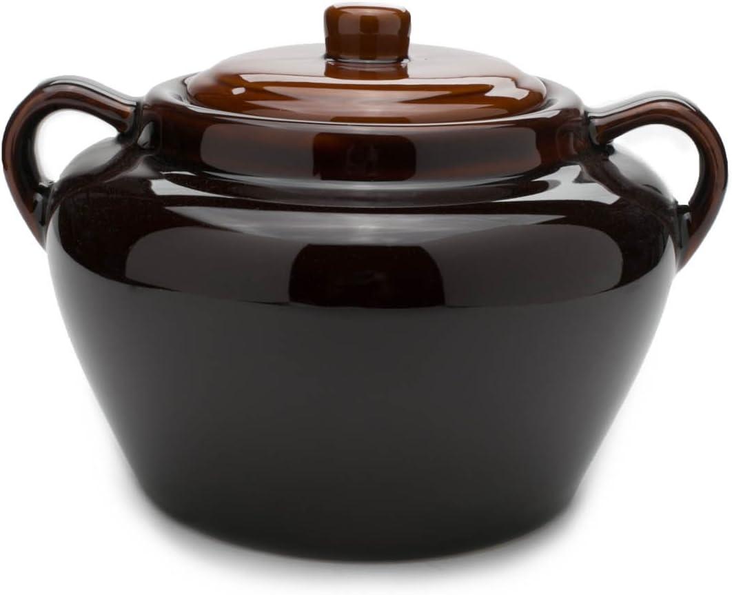 Fox Run 0350 Stoneware Bean Pot, 9.75", Brown, 3.5 Quarts