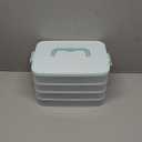 Splotiva 4 Layers Storage Container, 1.61'' Extra-High Layer, Cookie Carrier, Dumpling Box, Stackable Food Container (White & Mint Green)