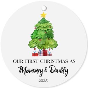 Our First Christmas As Mommy and Daddy Ornament, Gifts for New Moms Dads, Promoted to Mommy Daddy Gifts, Gift for Parents, First Time Mom Dad, New Ideas(2.9 Inch)