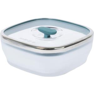 Anyday 5.5-Cup Square Glass Food Storage with Glass Lid | Plastic-Free Meal Prep & Microwave Cookware | Stackable Airtight Storage Container with Vented Lid for Microwave-Safe Reheating (Kale)