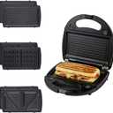 OVENTE 3 in 1 Electric Sandwich Maker, Panini Press Grill and Waffle Iron Set with Removable Non-Stick Plates, Perfect for Cooking Grilled Cheese, Tuna Melts, Burgers, Steaks and Snacks, Black GPI302B