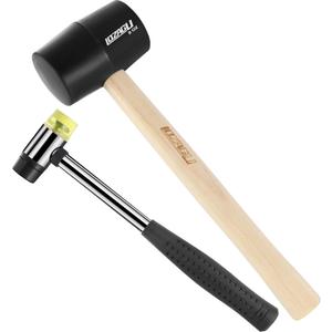 2 x 2-Pack Rubber Mallet Hammer Set, 8oz & 25mm Small Rubber Mallet Hammer Tool, Rubber Mallet for Flooring, Tent Stakes, Woodworking, Camping, Crafts, Jewelry Wood Rubber., LOZ-M0825