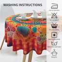 Mandala Bohemian Tablecloth Spring Summer Round Table Cover Washable Table Cloth for Home Kitchen Party Picnic 60 Inch
