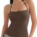 SUUKSESS Women Halter Double Lined Tank Top Backless Going Out Camisole Crop Top L