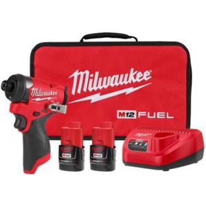 M12 Fuel 12V 1/4" Lithium-ion Cordless Impact Driver Kit - with 2 Batteries, Charger, and Tool Case (Chrome)