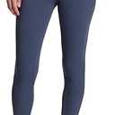 Avalanche Women's Drawstring Waist Legging Ribbed Trim Gym Hiking Legging Fitted Jogger with Pockets Dark Indigo Chunky Rib, Blue Small