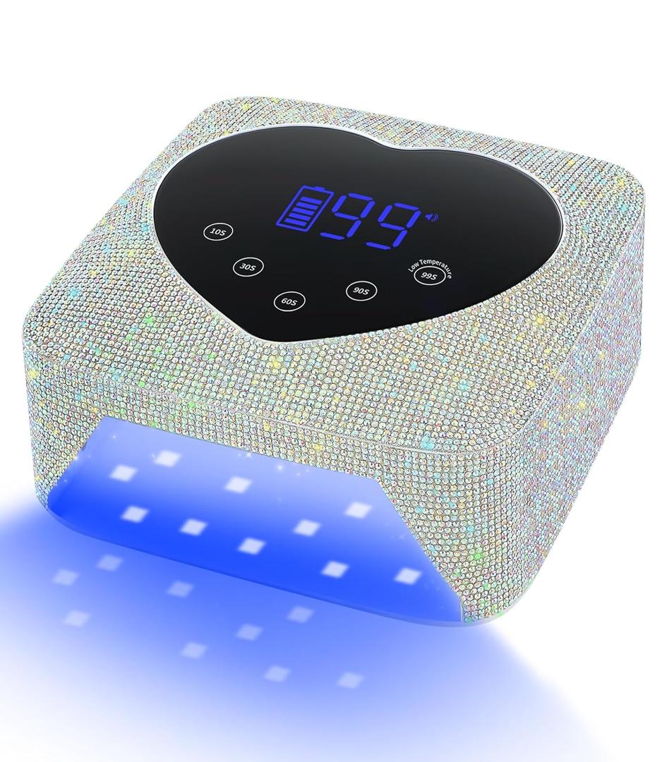 Cordless UV Nail Lamp for Gel Nails 72W, Rechargeable Diamond LED Nail Dryer with 5 Timer Setting, Touch Control & Auto Sensor, Fast Nail Light Curing Lamp for Salon & Home