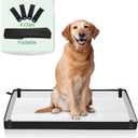 Large Portable Dog Pee Pads Holder for Travel, Puppy Pad Holder Foldable Liner Base 44''x34'' Training Pad Holder with Fixing Clips, Dog Litter Box Waterproof, Easy Clean,Indoor Potty, Black 