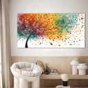 Trogonup Tree of Life Wall Art for Living Room Colorful Butterfly Canvas Prints Landscape Artwork for Bedroom Office Ready to Hang 20"x40"