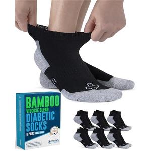 Doctor's Select Bamboo Viscose Ankle Diabetic Socks for Women & Men - 5 Pairs Viscose Bamboo Socks Woman, Low Cut Non Binding