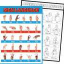 American Sign Language Poster 16.5 x 22 Inch Asl Alphabet & Basic Signs Chart for Classroom Homeschool Teacher Supplies Educational Decor(Regular)