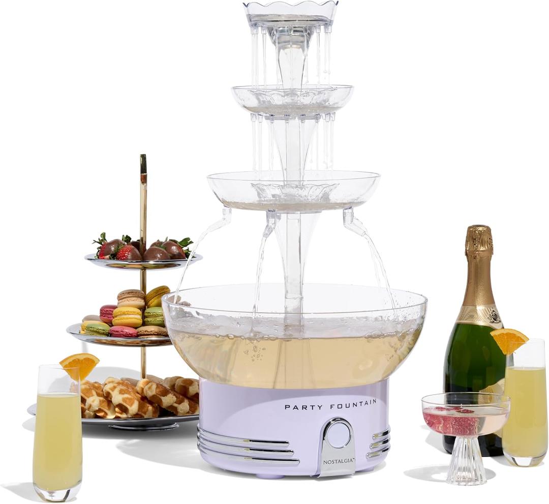 Nostalgia Countertop Retro Lighted Party Beverage Fountain 1.5 Gallon Capacity, 3-Tiered Cascading Tower with LED Base - Perfect for Punch, Juice, Wine, Champagne & More